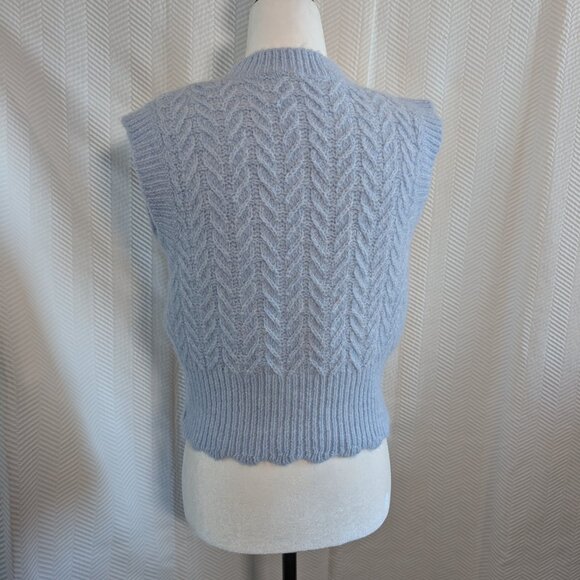 Zara Sweater Vest Light Blue Size Small Wool Blend Academia Preppy - Picture 3 of 11
